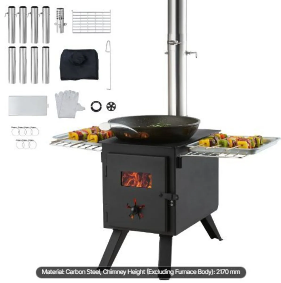 Wood Stove, 218.4 cm, Alloy Steel Camping - Image 3