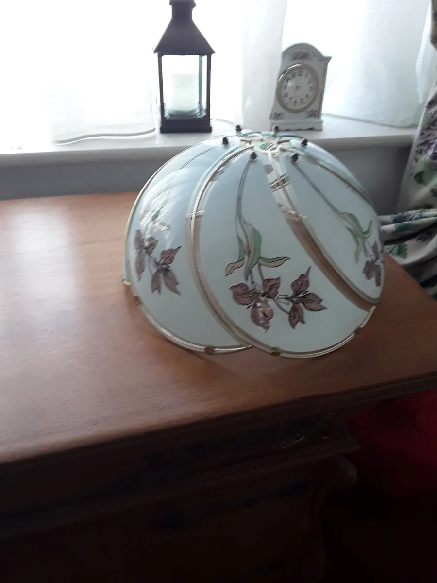 Large vintage retro glass pendant shade - Image 1