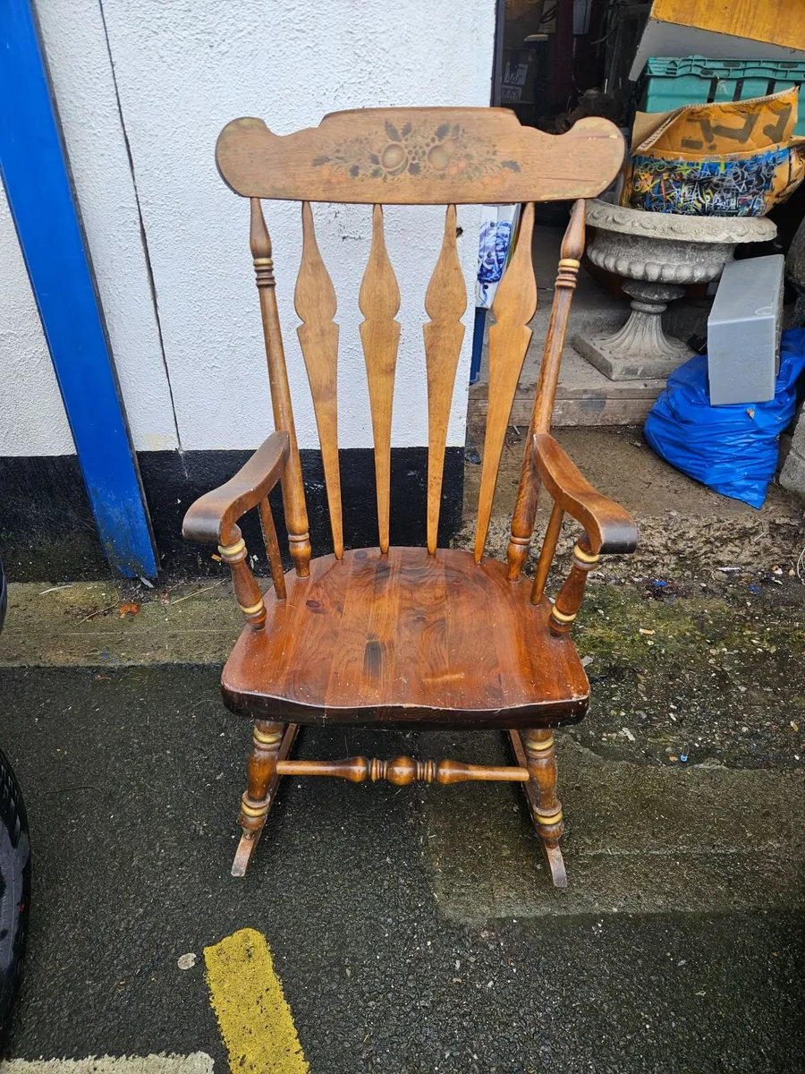Vintage Solid Wood Rocking Chair - Image 4