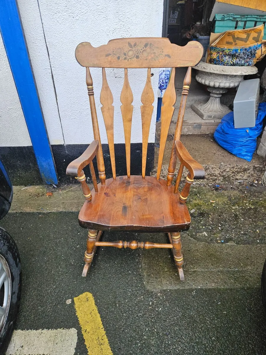 Vintage Solid Wood Rocking Chair - Image 1