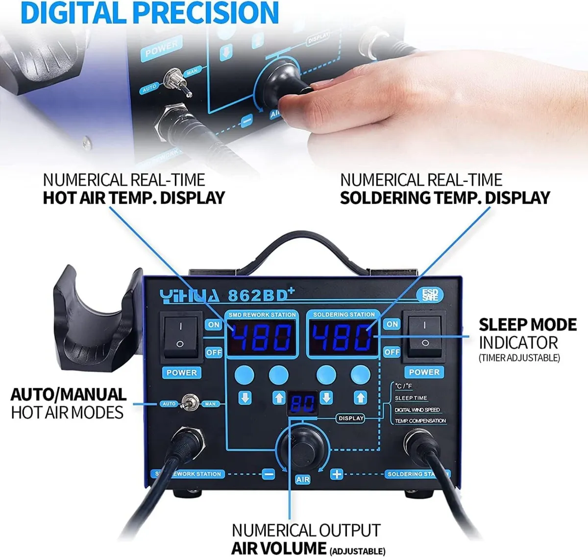 Digital Hot Air Rework & Soldering Station - Image 3