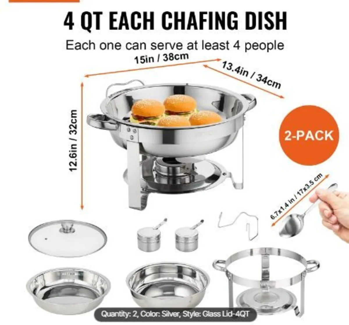 2-Pack Round Chafing Dish Set - Image 3