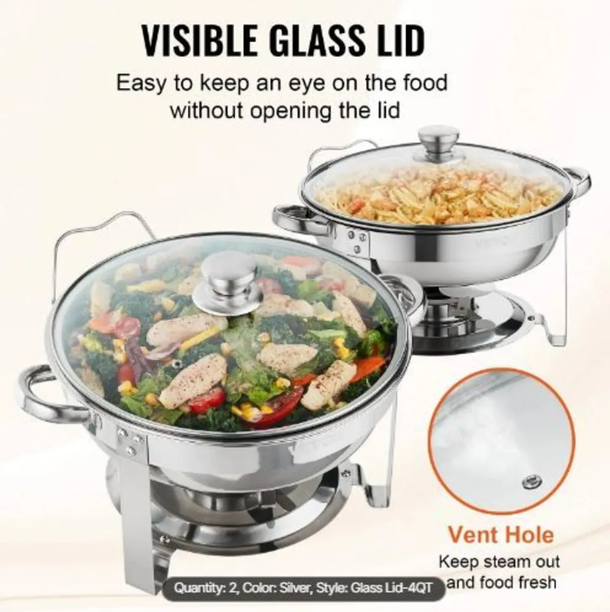 2-Pack Round Chafing Dish Set - Image 2