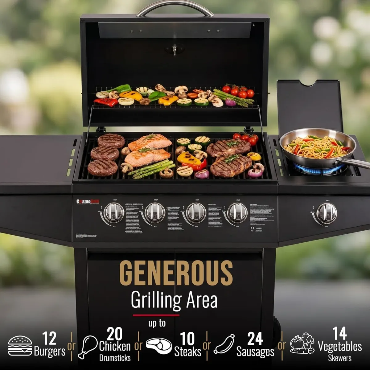 4+1 Burner Gas BBQ Garden Grill – Stainless Steel - Image 2