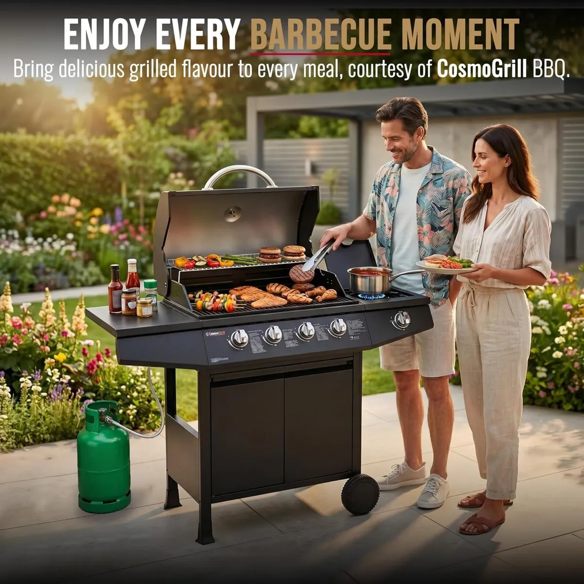 4+1 Burner Gas BBQ Garden Grill – Stainless Steel - Image 3