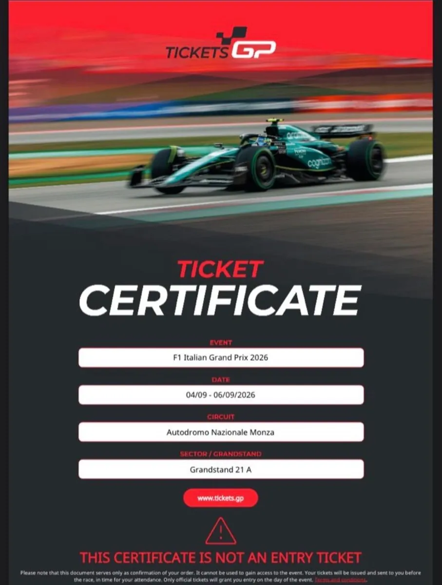 🇮🇹 Formula 1 Italy – 3-Day Pass for 2 People