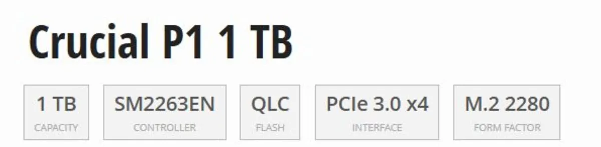 Crucial M.2 NVME - 1 TB (1000 GB)  M.2 92 % Health - Image 2