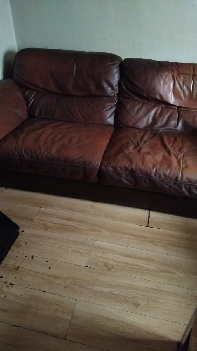Brown leather couch