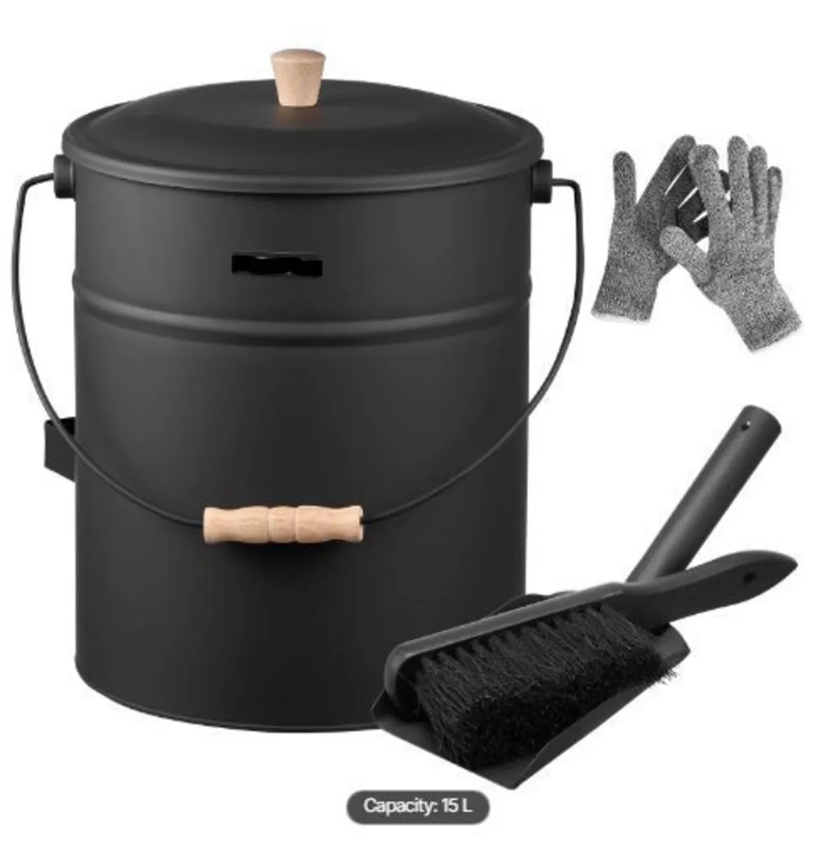Ash Bucket, 4 PCS with Lid, Shovel - Image 1