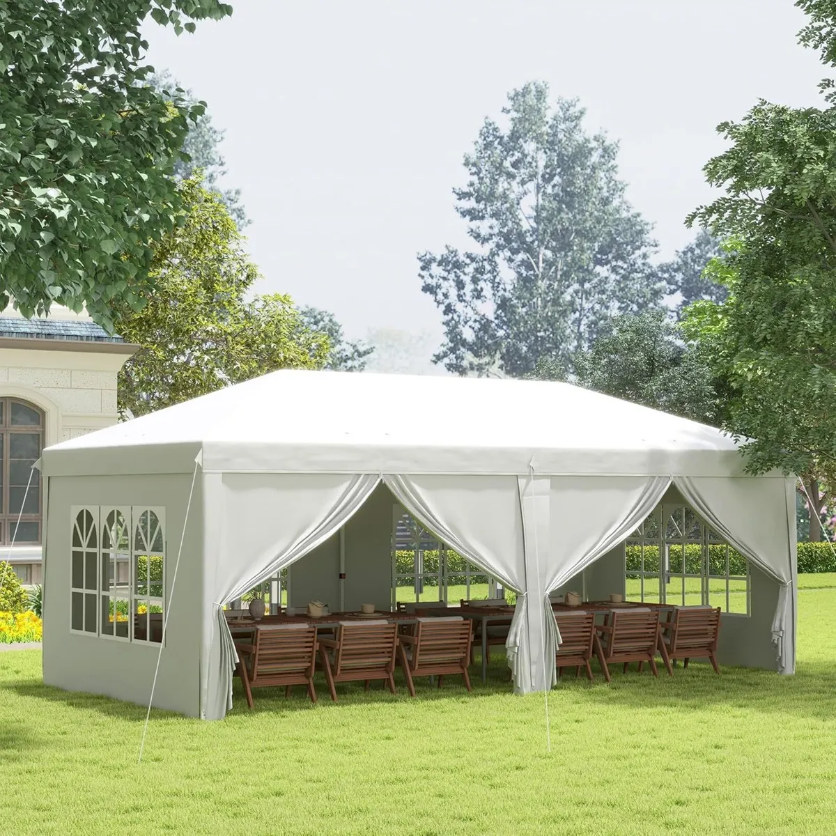 3x6m Pop-Up Gazebo with Adjustable Height – White - Image 1