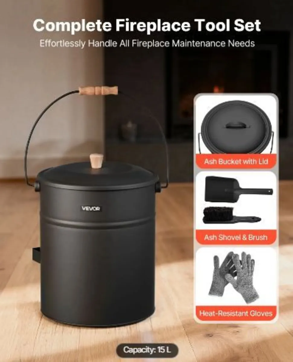 Ash Bucket, 4 PCS with Lid, Shovel - Image 2