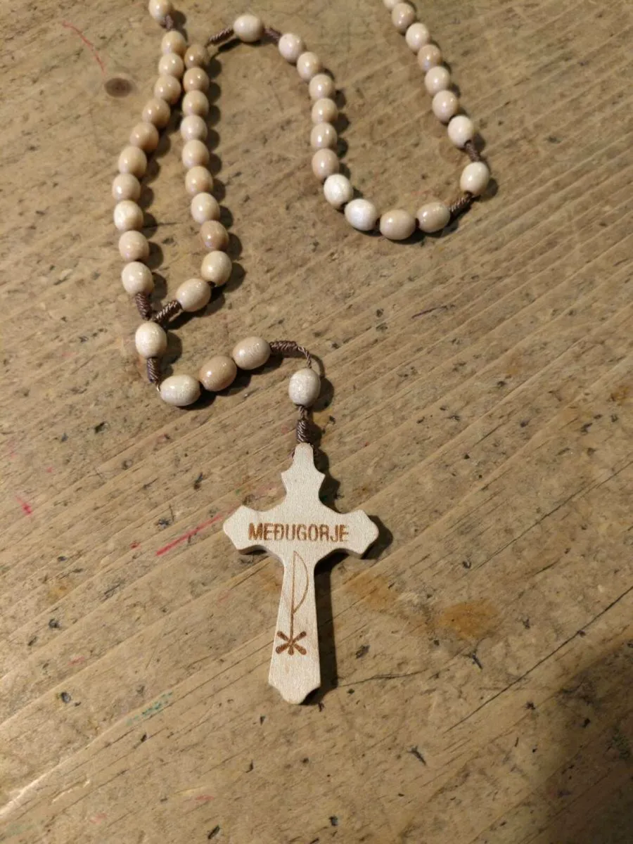 handmade wooden rosary from Medjugorje featuring a - Image 1
