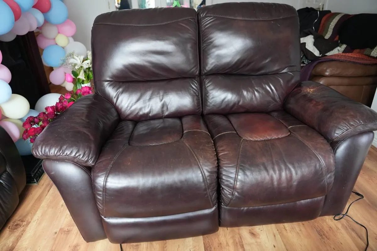 2-Seater Sofa, Leather Electric Recliner - Image 1