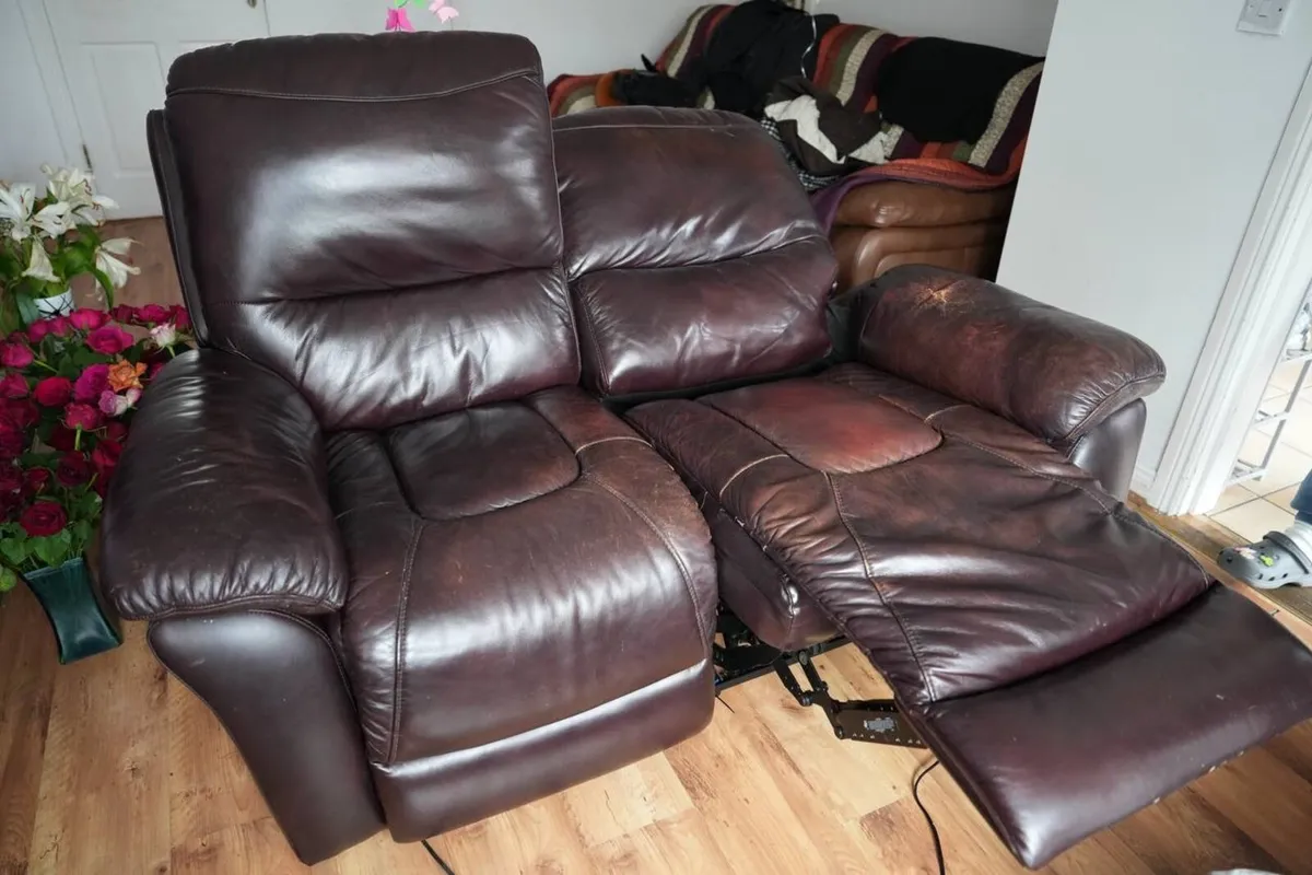 2-Seater Sofa, Leather Electric Recliner - Image 2