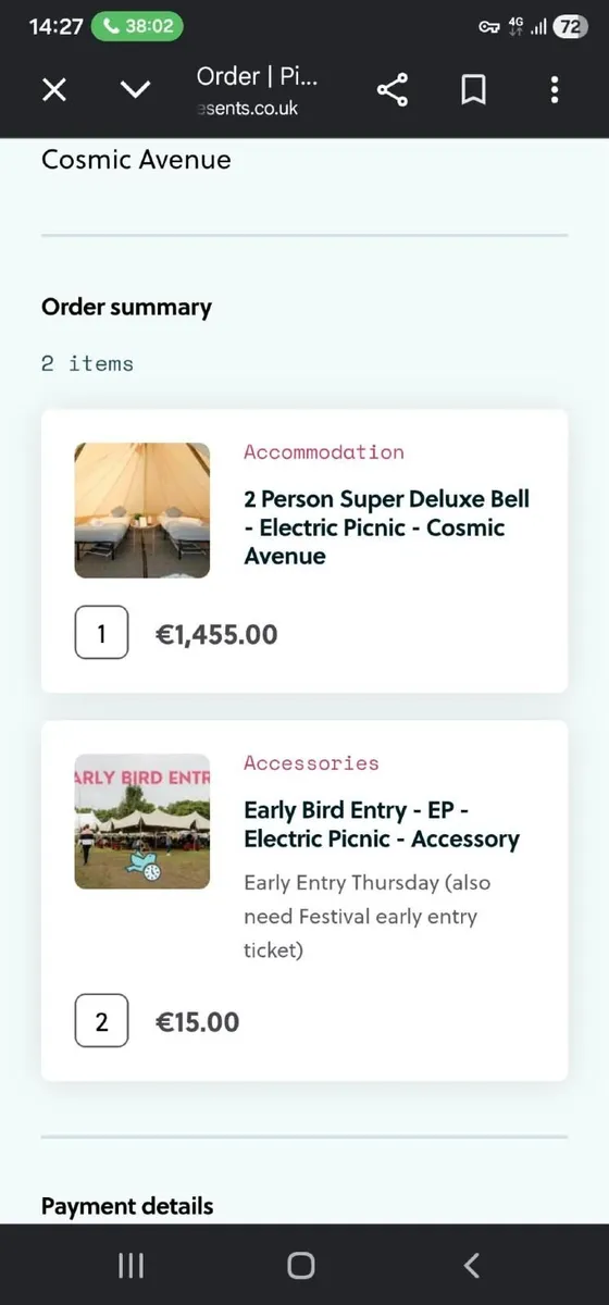 EP Tickets plus Glamping Package