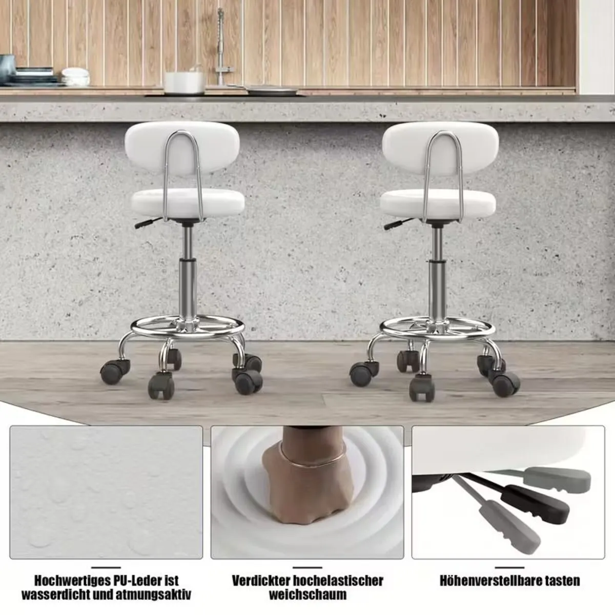Ergonomic Adjustable Swivel Stool with Backrest - Image 1