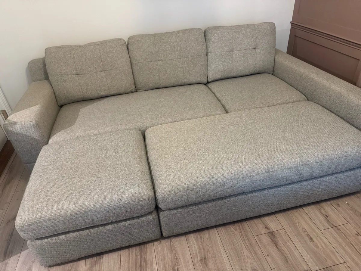 Couch with chaise and foot stool - Image 1