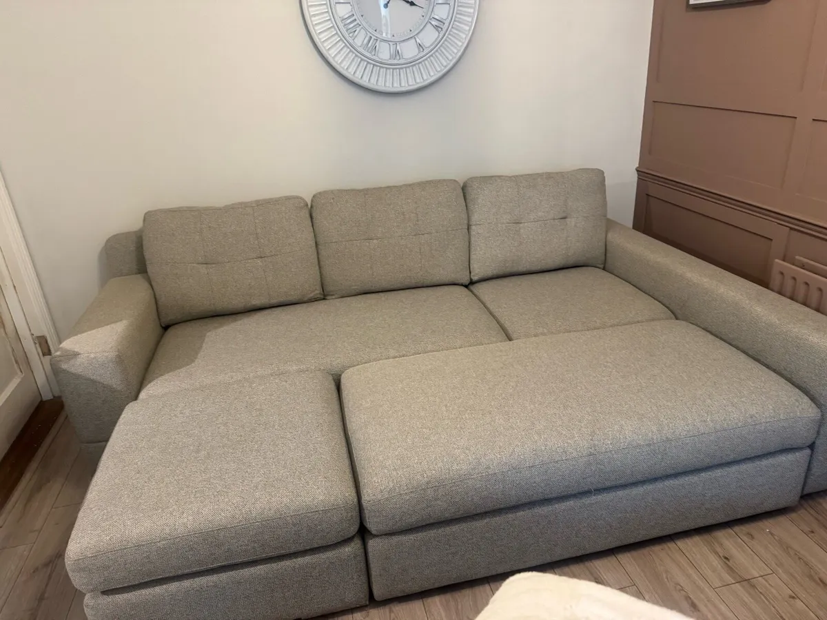 Couch with chaise and foot stool - Image 3