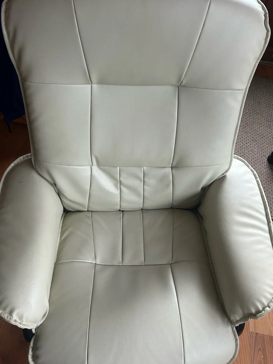 Leather Recliner Chair & Footstool - Image 3