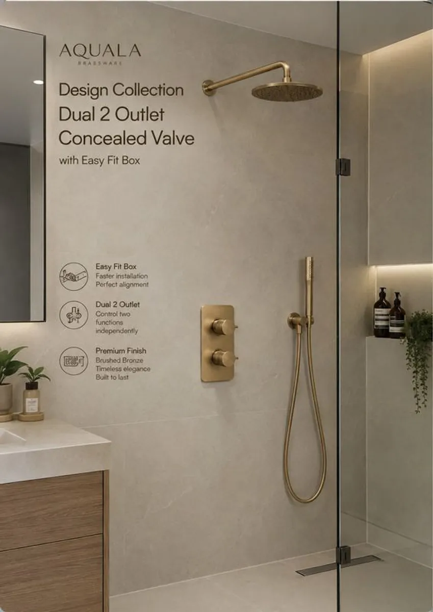 Aqualla Design Collection Concealed Dual Outlet Valve Brushed Bronze - Image 1