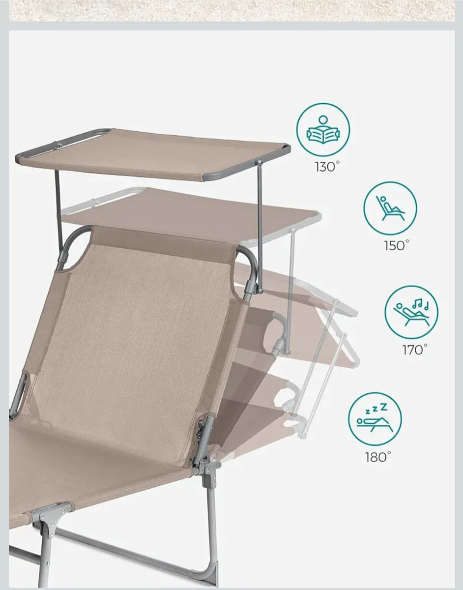 SONGMICS GCB022K01 Large Folding Sun Lounger, Sun - Image 3