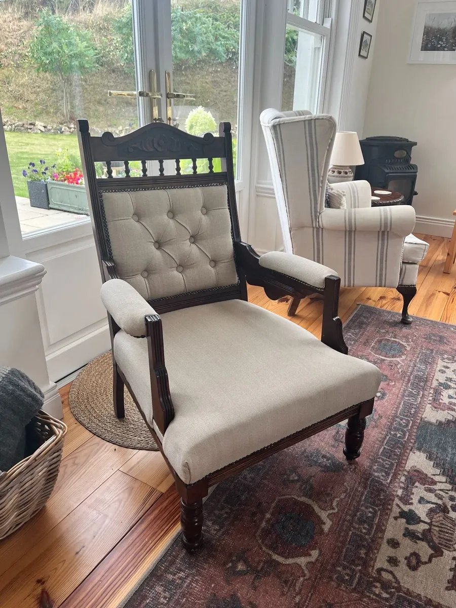 Antique Upholstered Armchairs - Image 1