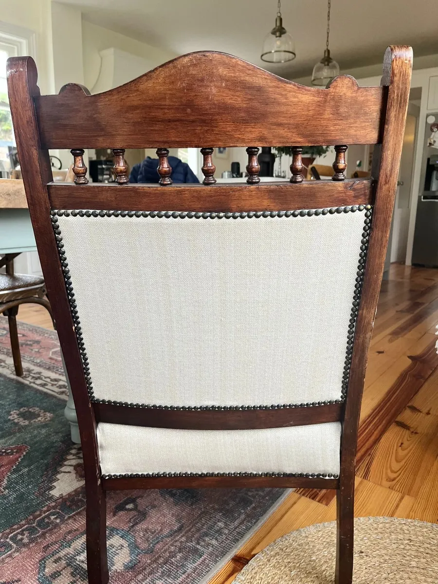 Antique Upholstered Armchairs - Image 4