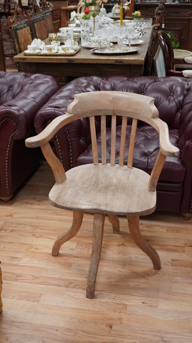 Antique Farmhouse Swivel Desk Chair - Image 2