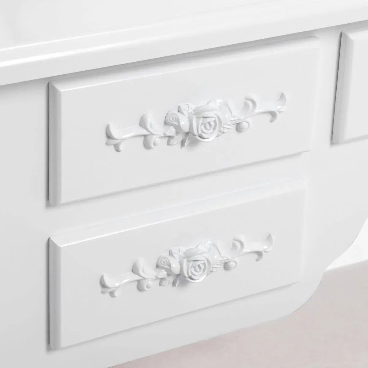 White Dressing Table with 3 Mirrors & 7 Drawers - Image 3