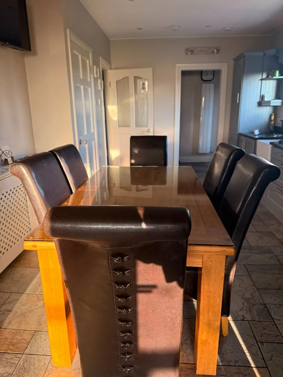 Extendable Table, 6 Chairs & Protective Glass - Image 2