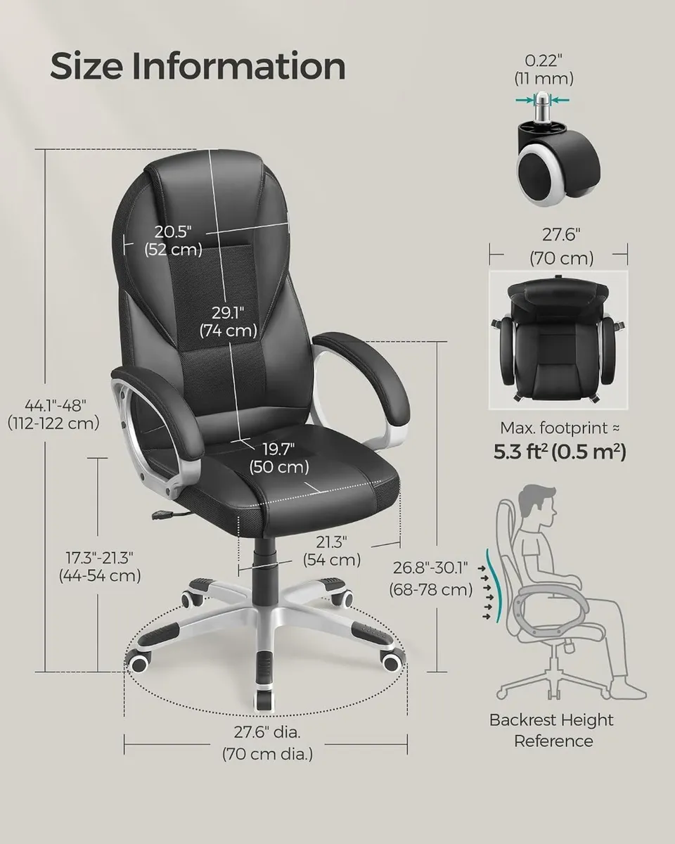 Adjustable Ergonomic Black Office Chair - Image 3
