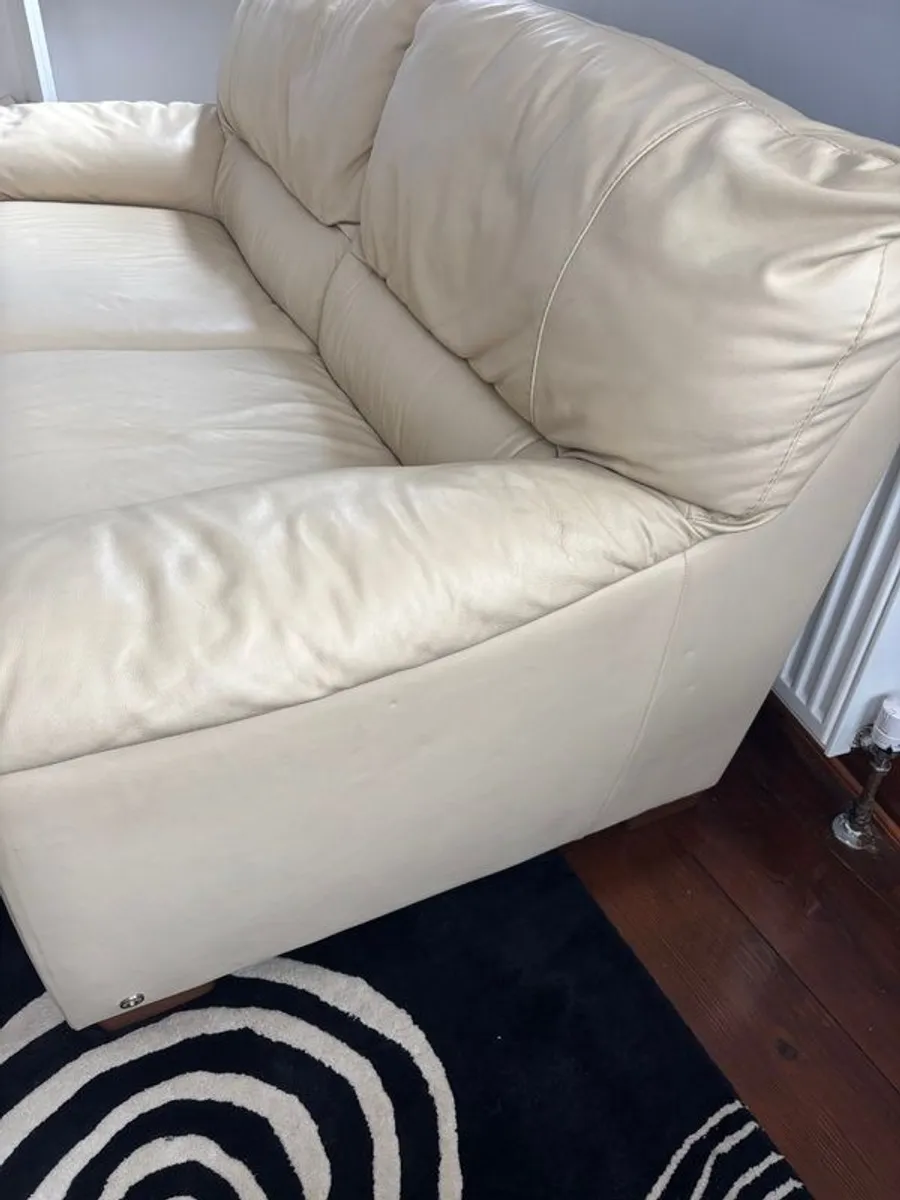 Sofa, cream leather - Image 1