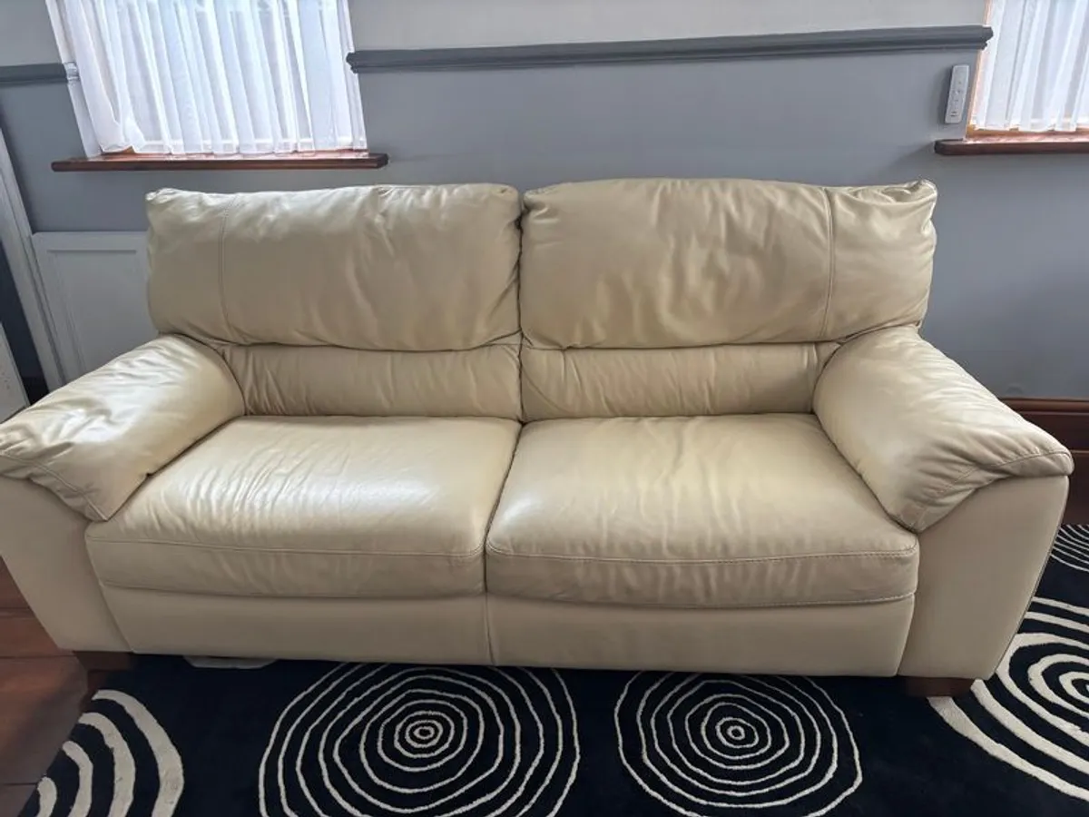 Sofa, cream leather - Image 2