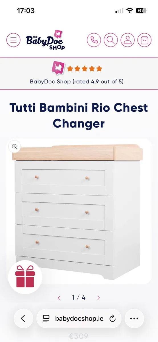 Baby changing table and drawers - Image 1