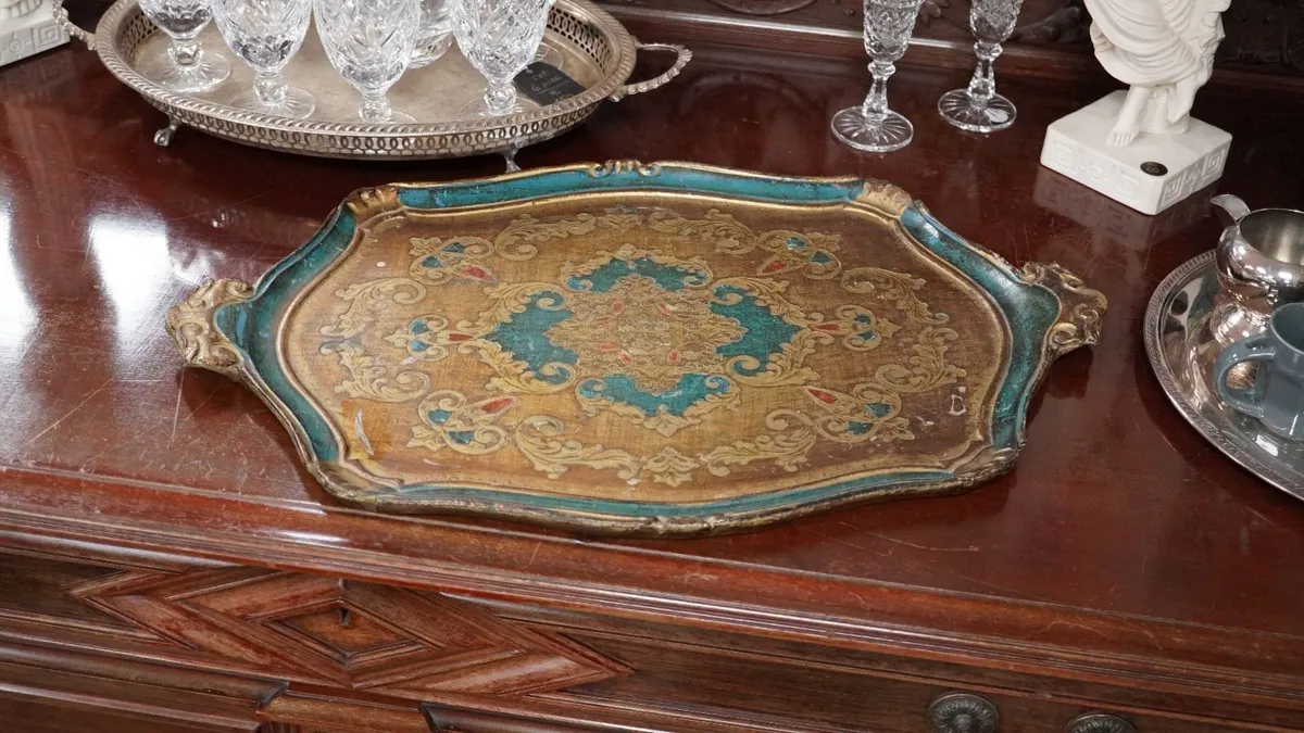 Vintage Florentine Wooden Serving Tray - Image 1