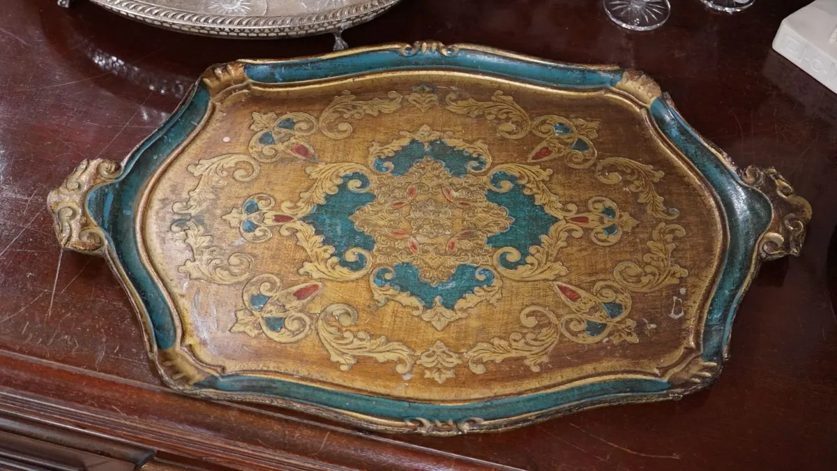 Vintage Florentine Wooden Serving Tray - Image 2