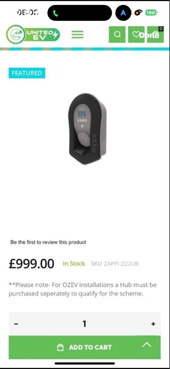 Zappi EV CAR  charger unTethered new - Image 3