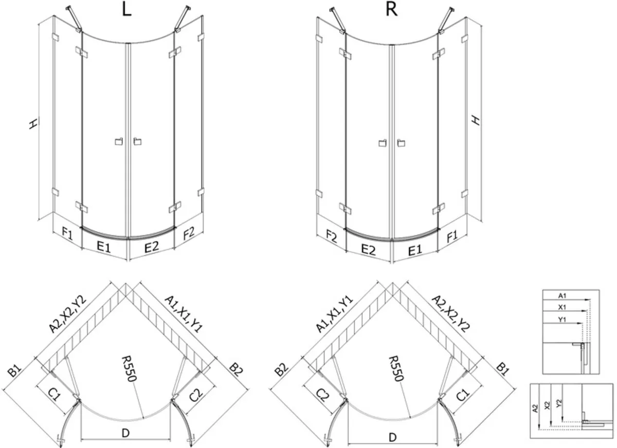 Mexen shower door double hinged 90x90 quadrant - Image 2