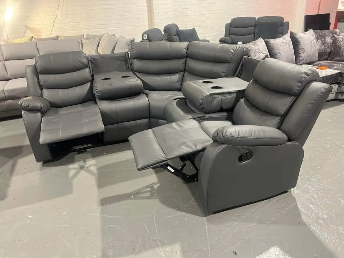 Roma Corner Manual Leather Recliner Sofa - Image 3