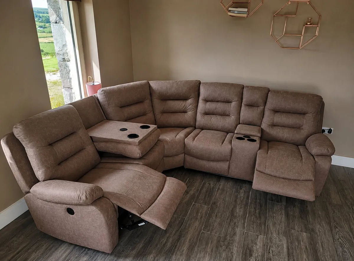 Ashford Electric Truffle & Grey Recliner Sofa - Image 2