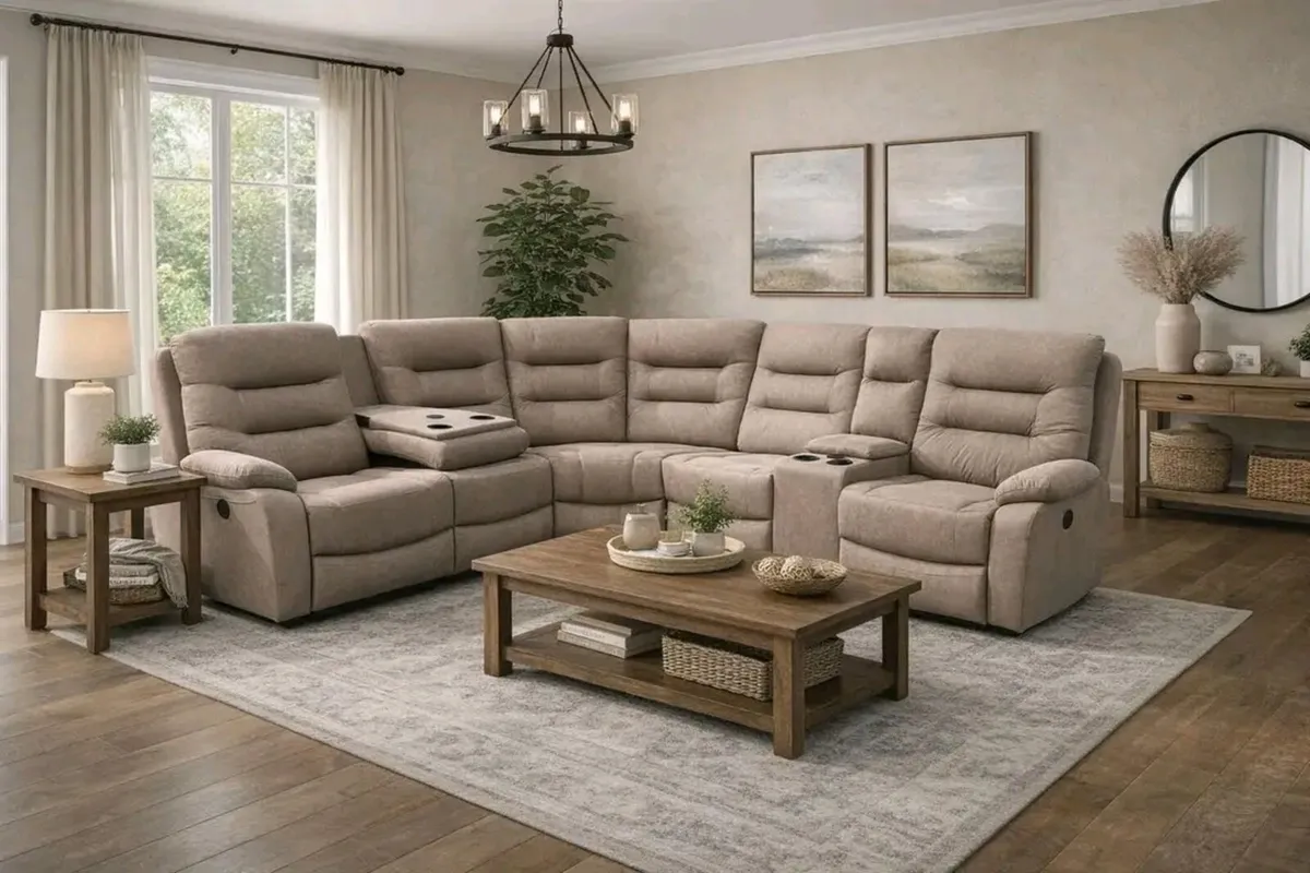 Ashford Electric Truffle & Grey Recliner Sofa - Image 3