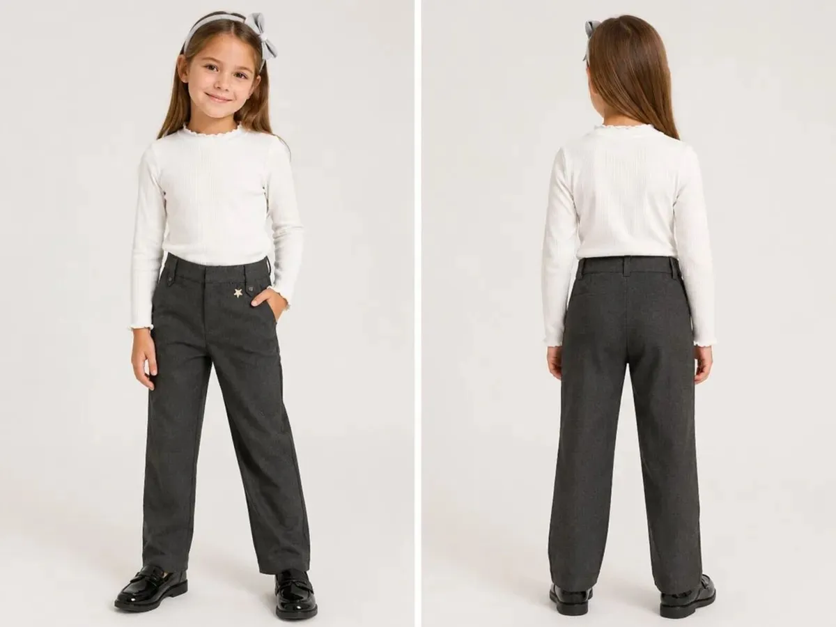 Title: F&F Girls' grey School Trousers – Age 6–7 - Image 2