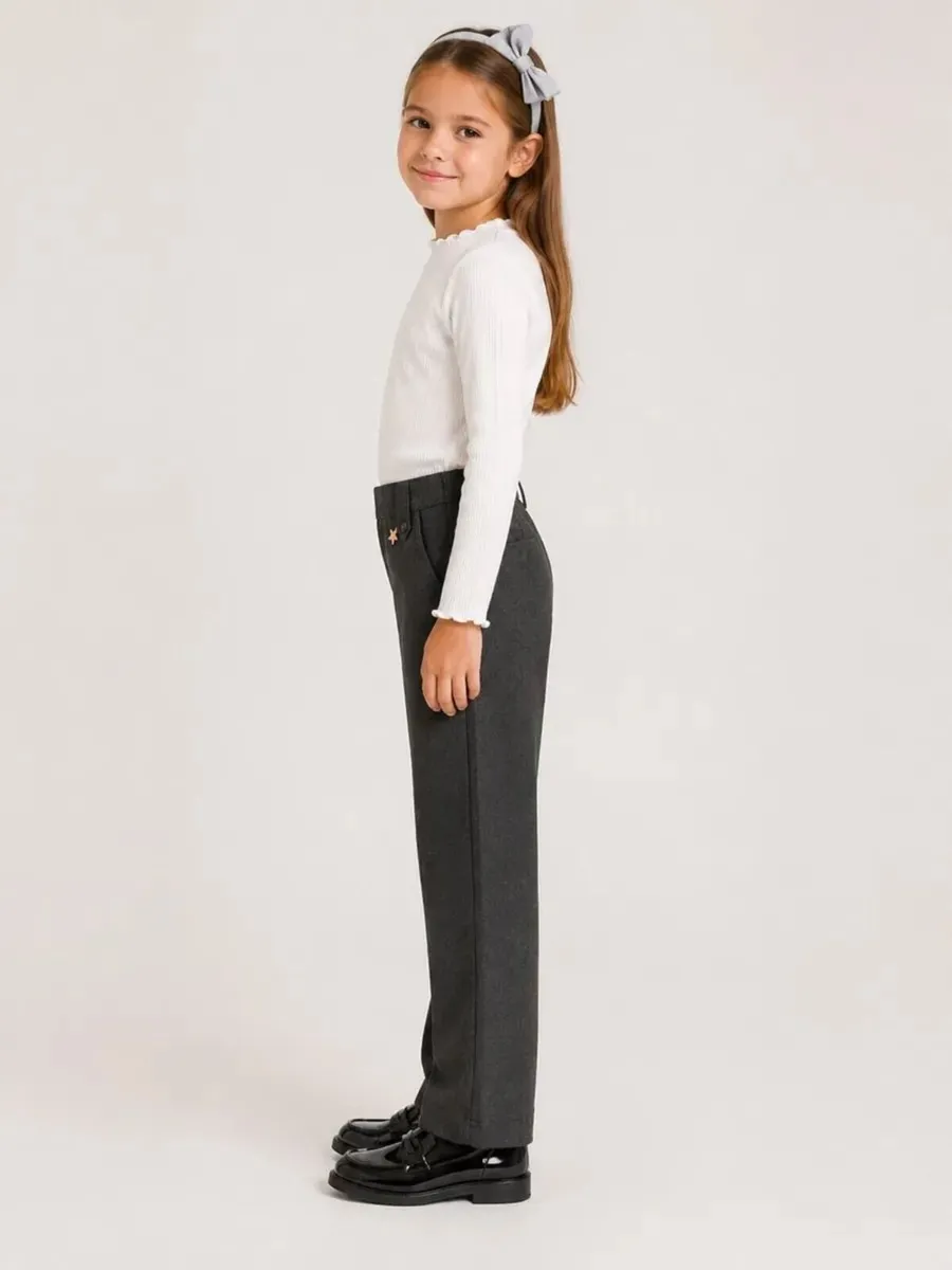 Title: F&F Girls' grey School Trousers – Age 6–7 - Image 1