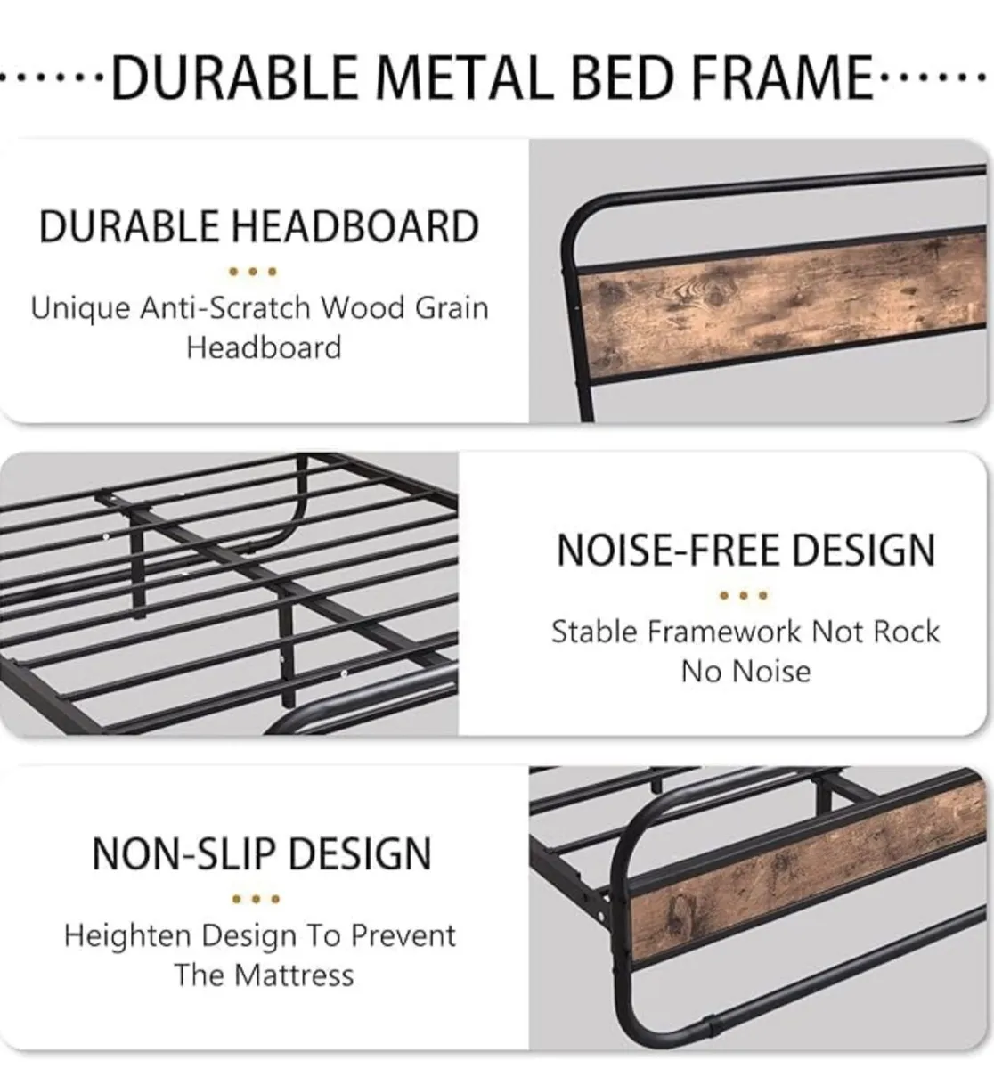 5ft King Size Bed Frame with Headboard and footboa - Image 4