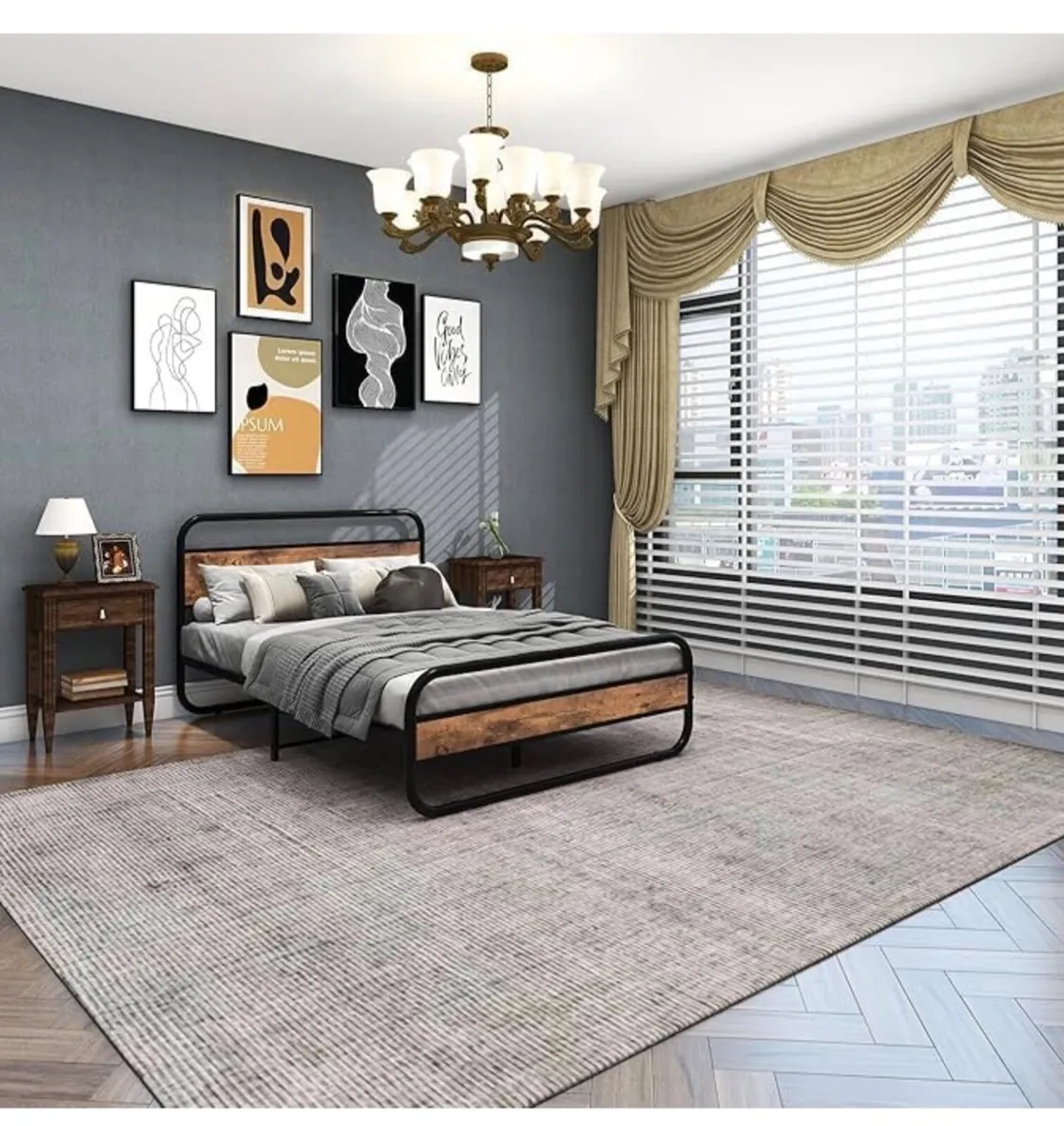 5ft King Size Bed Frame with Headboard and footboa - Image 3