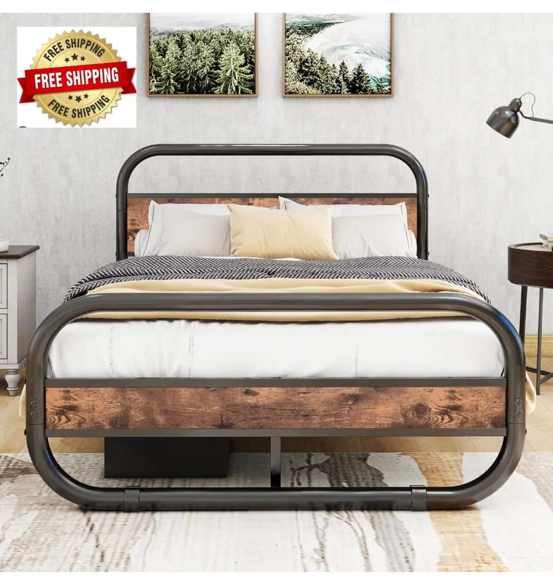5ft King Size Bed Frame with Headboard and footboa - Image 1