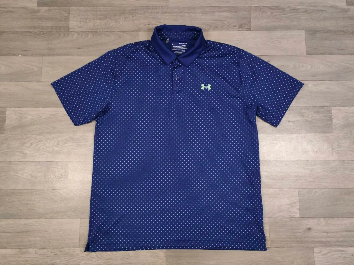 Under Armour Polka Dot Golf Polo Shirt Mens XL - Image 1
