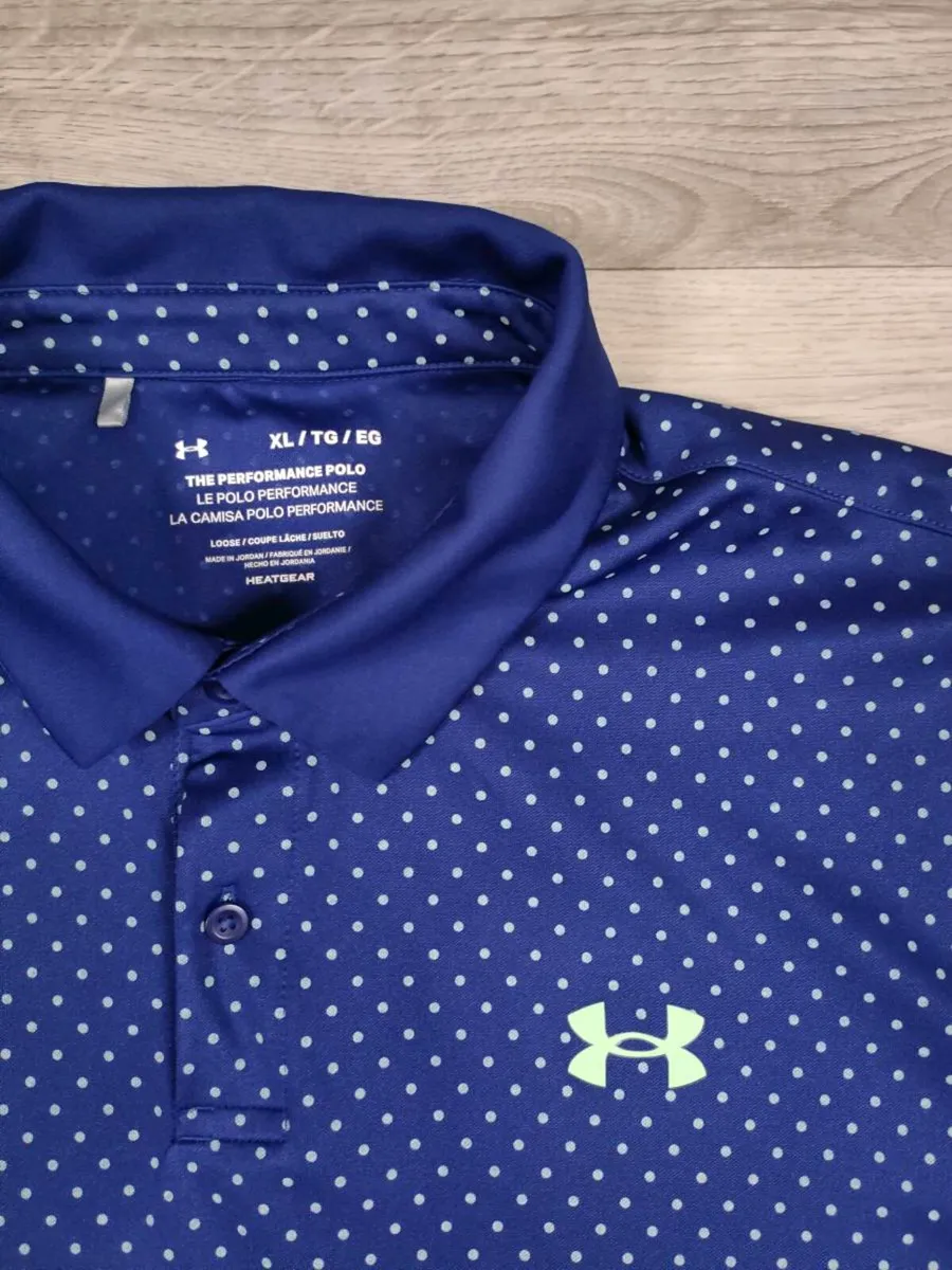 Under Armour Polka Dot Golf Polo Shirt Mens XL - Image 3