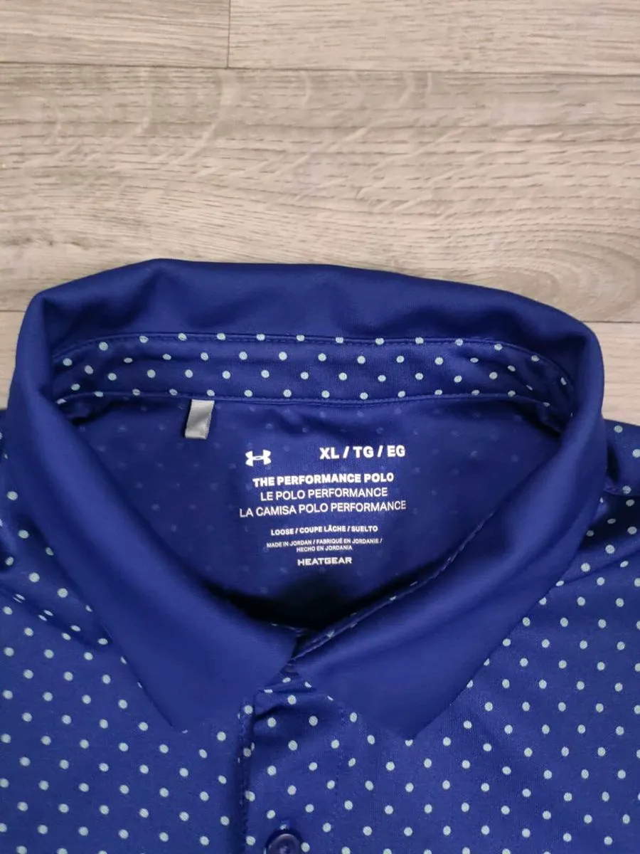 Under Armour Polka Dot Golf Polo Shirt Mens XL - Image 4