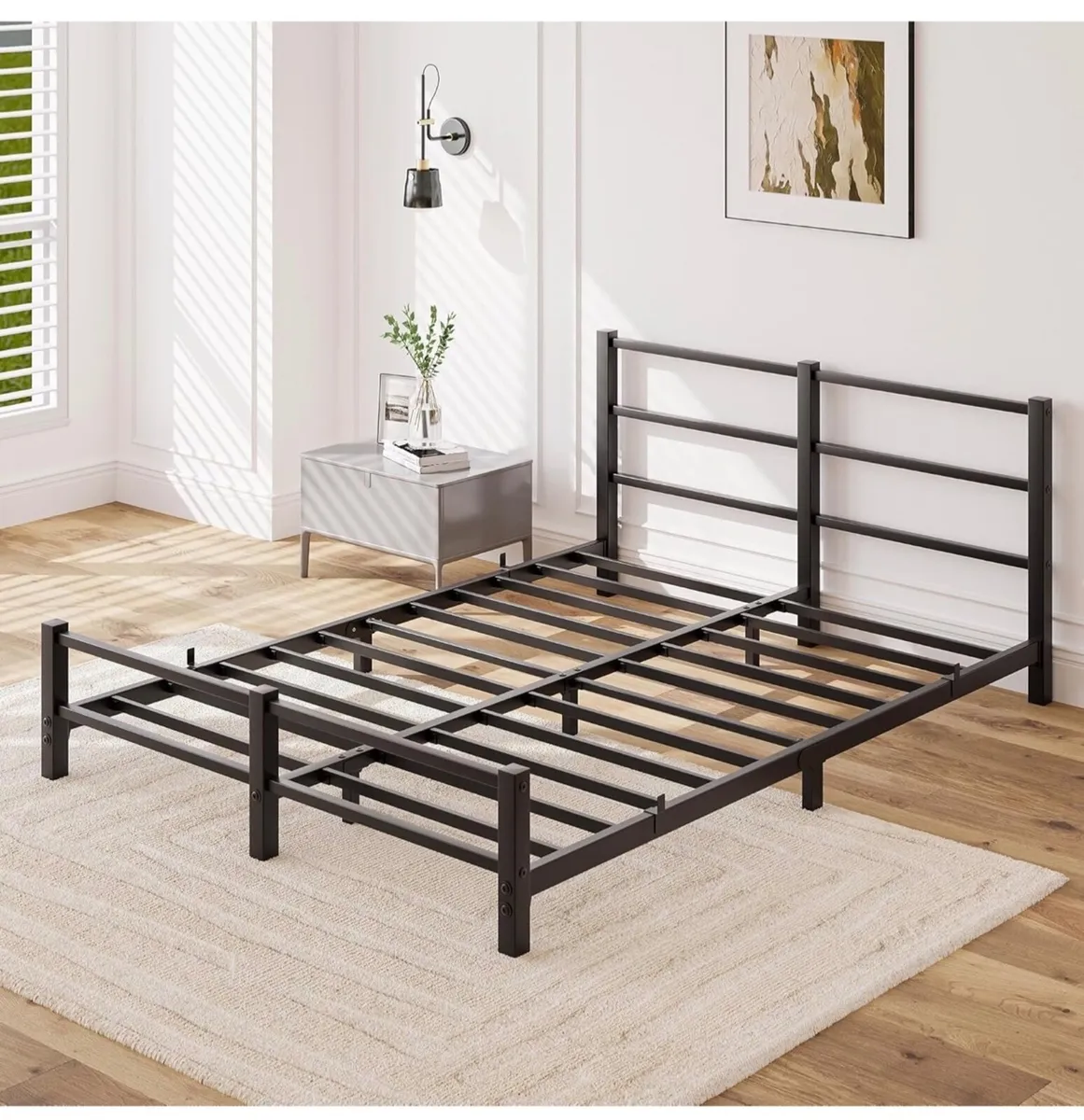 16cm Low Profile 5ft King Bed Frame with Metal Hea - Image 2